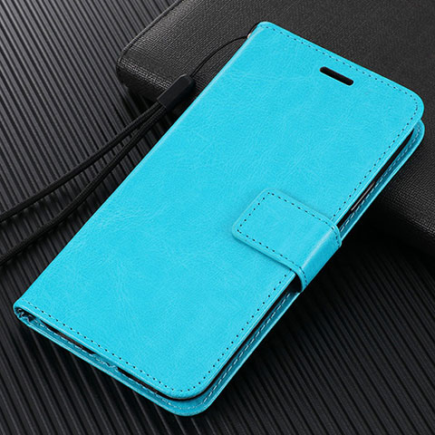 Coque Portefeuille Livre Cuir Etui Clapet L02 pour Oppo Reno3 Pro Bleu Ciel