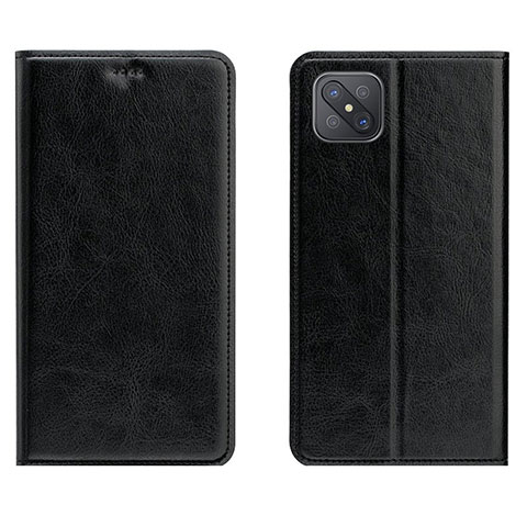 Coque Portefeuille Livre Cuir Etui Clapet L02 pour Oppo Reno4 Z 5G Noir