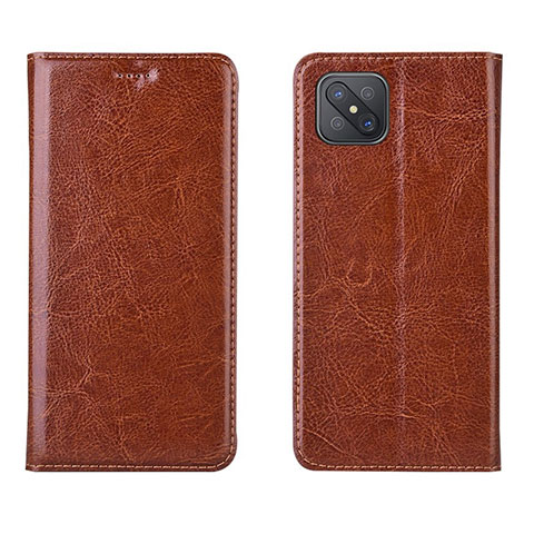 Coque Portefeuille Livre Cuir Etui Clapet L02 pour Oppo Reno4 Z 5G Orange