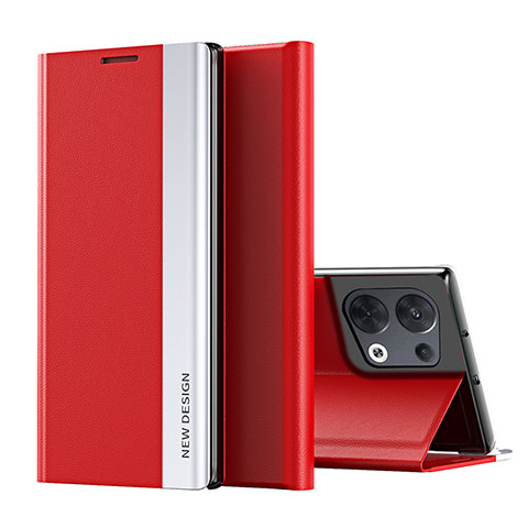 Coque Portefeuille Livre Cuir Etui Clapet L02 pour Oppo Reno8 5G Rouge