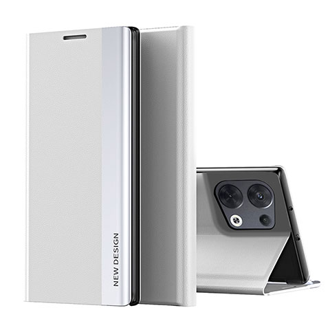 Coque Portefeuille Livre Cuir Etui Clapet L02 pour Oppo Reno8 Pro+ Plus 5G Blanc
