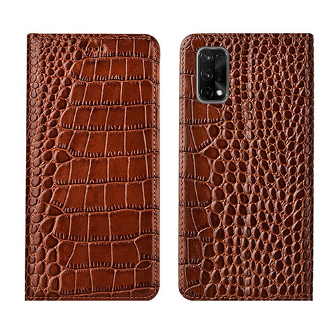 Coque Portefeuille Livre Cuir Etui Clapet L02 pour Realme V15 5G Brun Clair