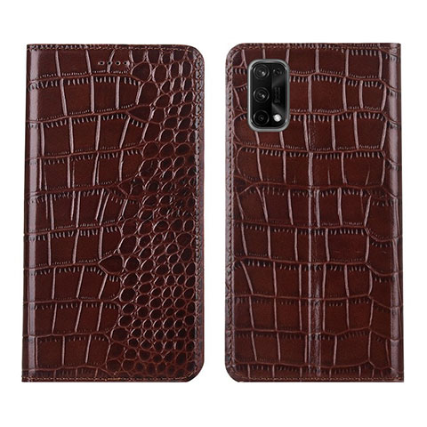 Coque Portefeuille Livre Cuir Etui Clapet L02 pour Realme V15 5G Marron