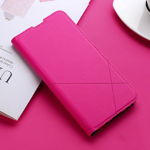 Coque Portefeuille Livre Cuir Etui Clapet L02 pour Realme XT Rose Rouge