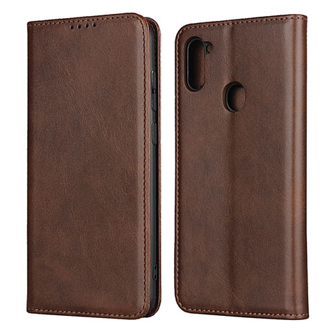 Coque Portefeuille Livre Cuir Etui Clapet L02 pour Samsung Galaxy A11 Marron