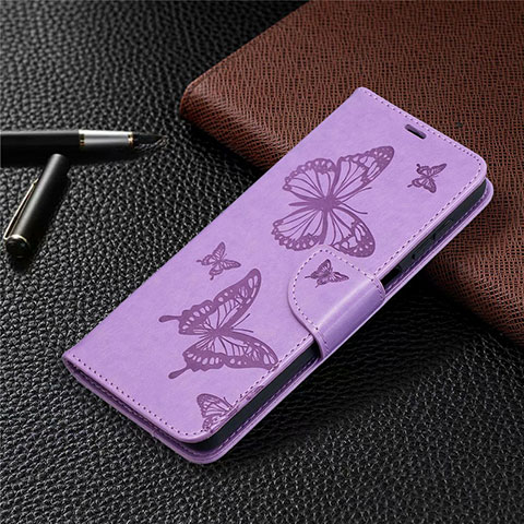 Coque Portefeuille Livre Cuir Etui Clapet L02 pour Samsung Galaxy A12 Violet Clair