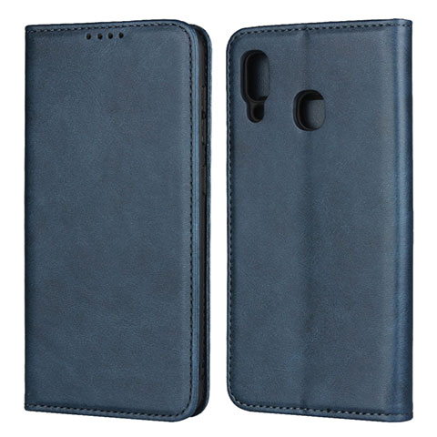 Coque Portefeuille Livre Cuir Etui Clapet L02 pour Samsung Galaxy A20 Bleu