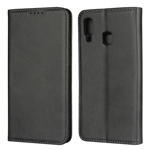 Coque Portefeuille Livre Cuir Etui Clapet L02 pour Samsung Galaxy A20 Noir