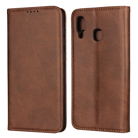 Coque Portefeuille Livre Cuir Etui Clapet L02 pour Samsung Galaxy A30 Marron