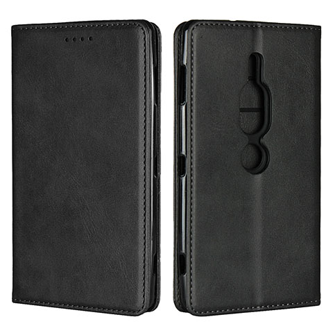 Coque Portefeuille Livre Cuir Etui Clapet L02 pour Sony Xperia XZ2 Premium Noir