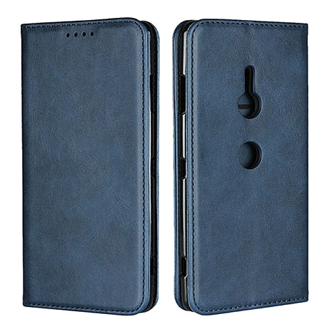 Coque Portefeuille Livre Cuir Etui Clapet L02 pour Sony Xperia XZ3 Bleu