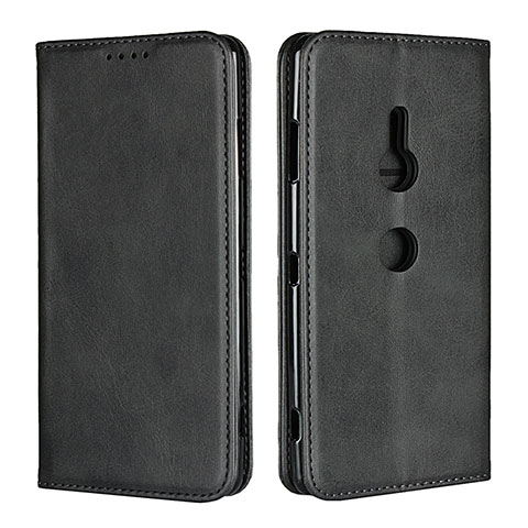 Coque Portefeuille Livre Cuir Etui Clapet L02 pour Sony Xperia XZ3 Noir