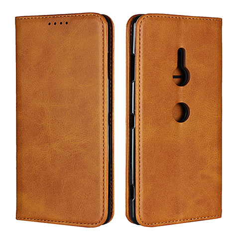 Coque Portefeuille Livre Cuir Etui Clapet L02 pour Sony Xperia XZ3 Orange