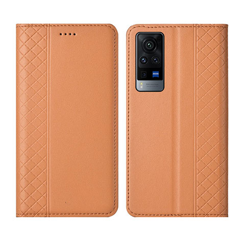 Coque Portefeuille Livre Cuir Etui Clapet L02 pour Vivo X60T 5G Orange