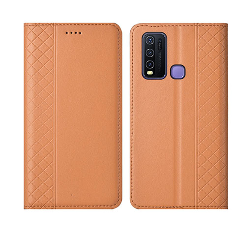 Coque Portefeuille Livre Cuir Etui Clapet L02 pour Vivo Y50 Orange