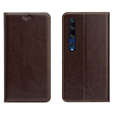 Coque Portefeuille Livre Cuir Etui Clapet L02 pour Xiaomi Mi 10 Marron