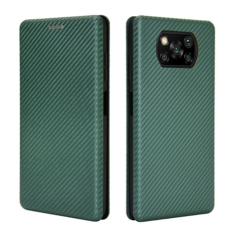 Coque Portefeuille Livre Cuir Etui Clapet L02 pour Xiaomi Poco X3 NFC Vert