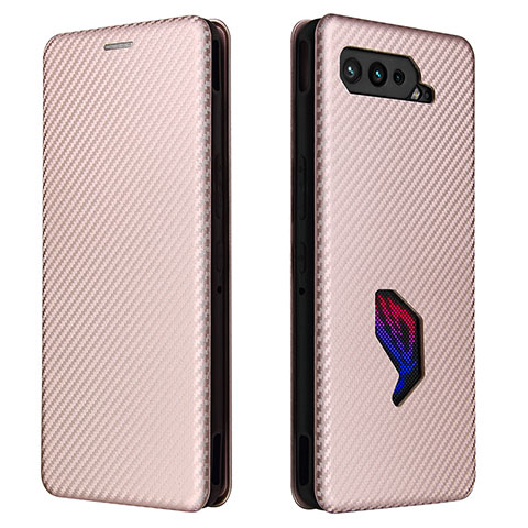 Coque Portefeuille Livre Cuir Etui Clapet L02Z pour Asus ROG Phone 5 ZS673KS Or Rose