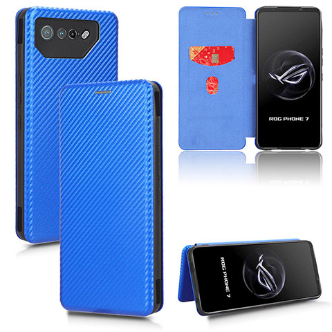 Coque Portefeuille Livre Cuir Etui Clapet L02Z pour Asus ROG Phone 7 Pro Bleu