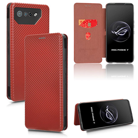 Coque Portefeuille Livre Cuir Etui Clapet L02Z pour Asus ROG Phone 7 Pro Marron