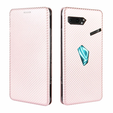 Coque Portefeuille Livre Cuir Etui Clapet L02Z pour Asus ROG Phone II ZS660KL Or Rose