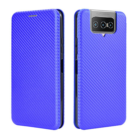 Coque Portefeuille Livre Cuir Etui Clapet L02Z pour Asus Zenfone 7 ZS670KS Bleu