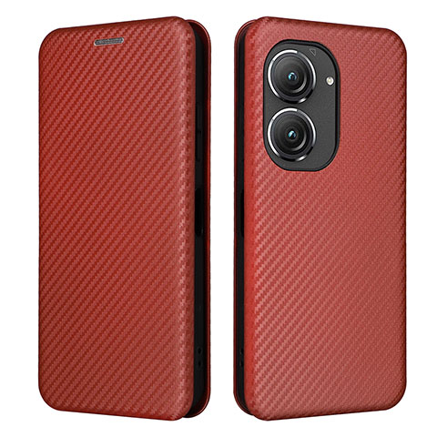 Coque Portefeuille Livre Cuir Etui Clapet L02Z pour Asus Zenfone 9 Marron