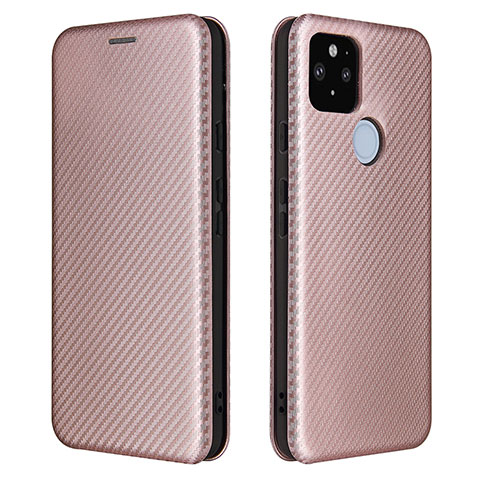 Coque Portefeuille Livre Cuir Etui Clapet L02Z pour Google Pixel 5a 5G Or Rose