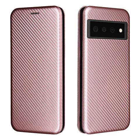 Coque Portefeuille Livre Cuir Etui Clapet L02Z pour Google Pixel 6 Pro 5G Or Rose