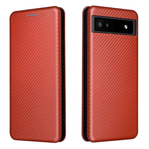 Coque Portefeuille Livre Cuir Etui Clapet L02Z pour Google Pixel 6a 5G Marron