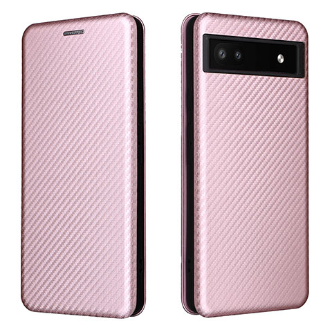 Coque Portefeuille Livre Cuir Etui Clapet L02Z pour Google Pixel 6a 5G Or Rose