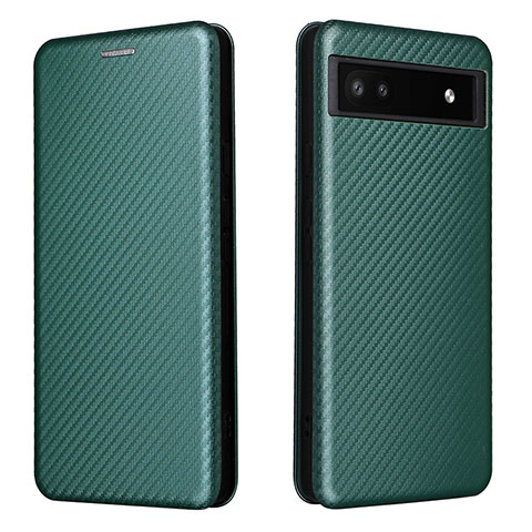 Coque Portefeuille Livre Cuir Etui Clapet L02Z pour Google Pixel 6a 5G Vert