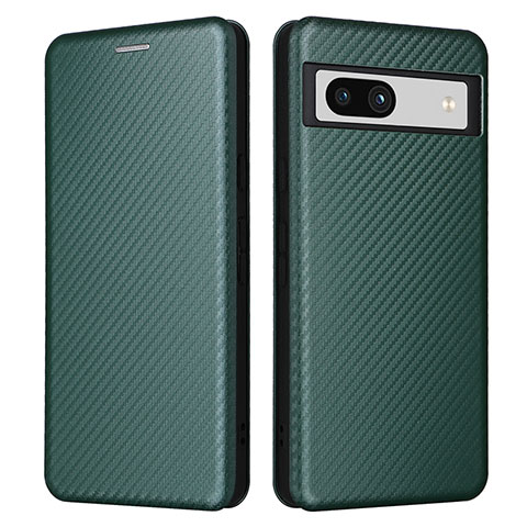 Coque Portefeuille Livre Cuir Etui Clapet L02Z pour Google Pixel 7a 5G Vert