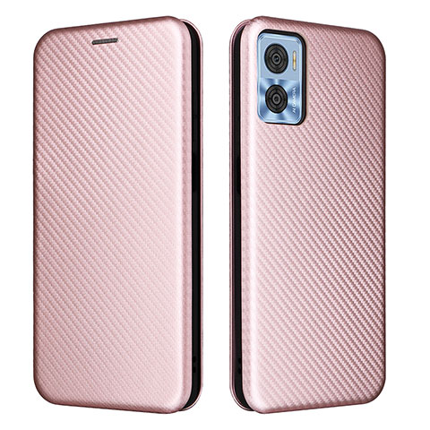 Coque Portefeuille Livre Cuir Etui Clapet L02Z pour Motorola Moto E22i Or Rose