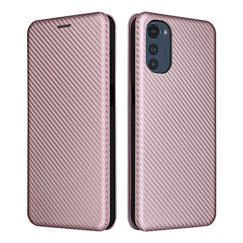 Coque Portefeuille Livre Cuir Etui Clapet L02Z pour Motorola Moto E32s Or Rose