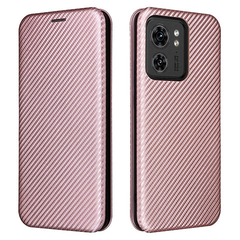 Coque Portefeuille Livre Cuir Etui Clapet L02Z pour Motorola Moto Edge (2023) 5G Or Rose