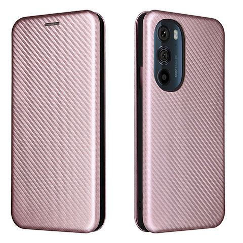 Coque Portefeuille Livre Cuir Etui Clapet L02Z pour Motorola Moto Edge Plus (2022) 5G Or Rose