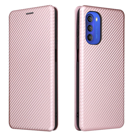 Coque Portefeuille Livre Cuir Etui Clapet L02Z pour Motorola Moto G51 5G Or Rose