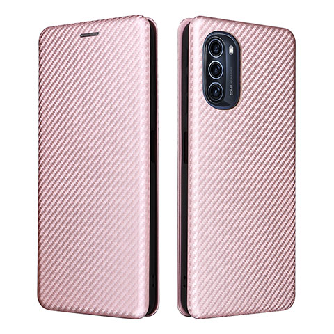 Coque Portefeuille Livre Cuir Etui Clapet L02Z pour Motorola Moto G52j 5G Or Rose