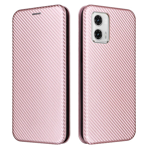 Coque Portefeuille Livre Cuir Etui Clapet L02Z pour Motorola Moto G73 5G Or Rose