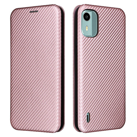 Coque Portefeuille Livre Cuir Etui Clapet L02Z pour Nokia C12 Plus Or Rose