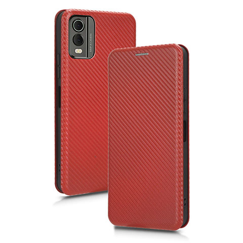 Coque Portefeuille Livre Cuir Etui Clapet L02Z pour Nokia C210 Marron