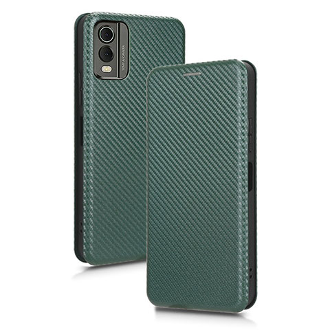 Coque Portefeuille Livre Cuir Etui Clapet L02Z pour Nokia C210 Vert