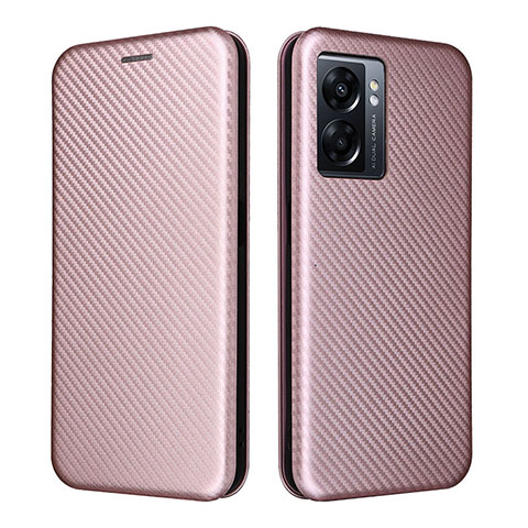 Coque Portefeuille Livre Cuir Etui Clapet L02Z pour Oppo A77 5G Or Rose