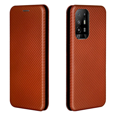 Coque Portefeuille Livre Cuir Etui Clapet L02Z pour Oppo F19 Pro+ Plus 5G Marron