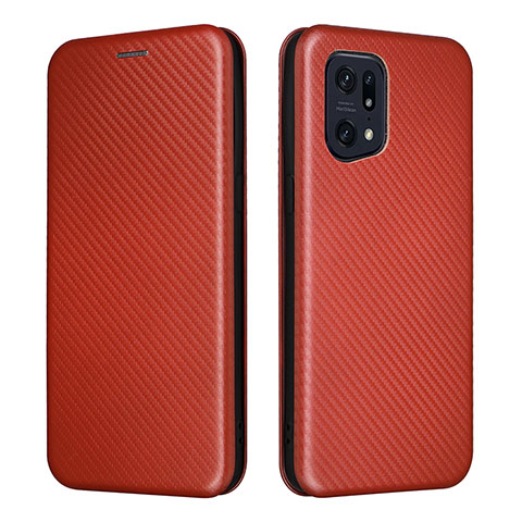 Coque Portefeuille Livre Cuir Etui Clapet L02Z pour Oppo Find X5 Pro 5G Marron