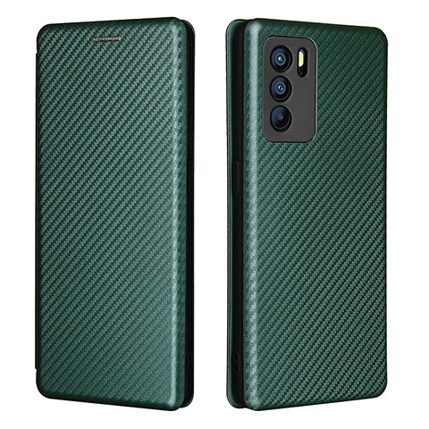 Coque Portefeuille Livre Cuir Etui Clapet L02Z pour Oppo Reno6 Pro 5G India Vert