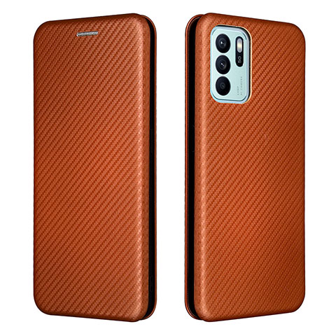 Coque Portefeuille Livre Cuir Etui Clapet L02Z pour Oppo Reno6 Z 5G Marron