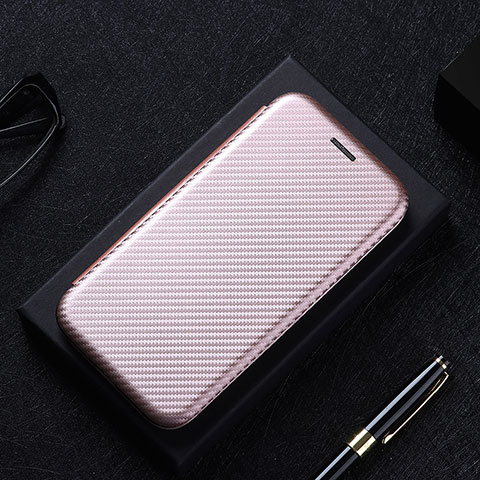 Coque Portefeuille Livre Cuir Etui Clapet L02Z pour Realme C21Y Or Rose