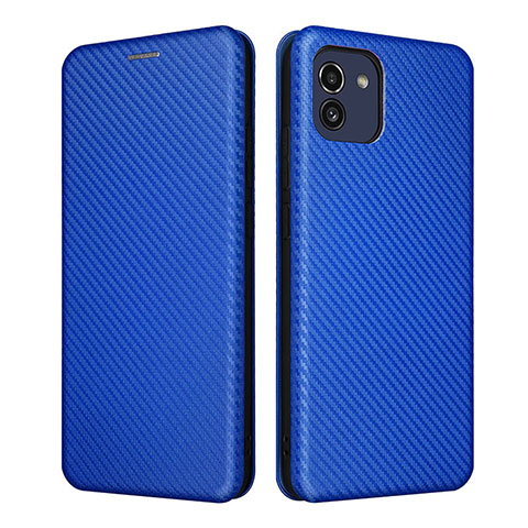 Coque Portefeuille Livre Cuir Etui Clapet L02Z pour Samsung Galaxy A03 Bleu